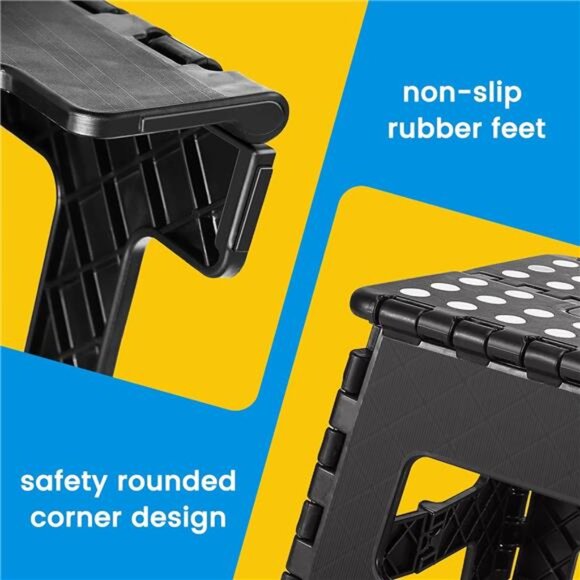 Folding Step Stool 9'' Tall Kids Step Stool Holds Up to 300 lb Plastic Foldable - Picture 3 of 7
